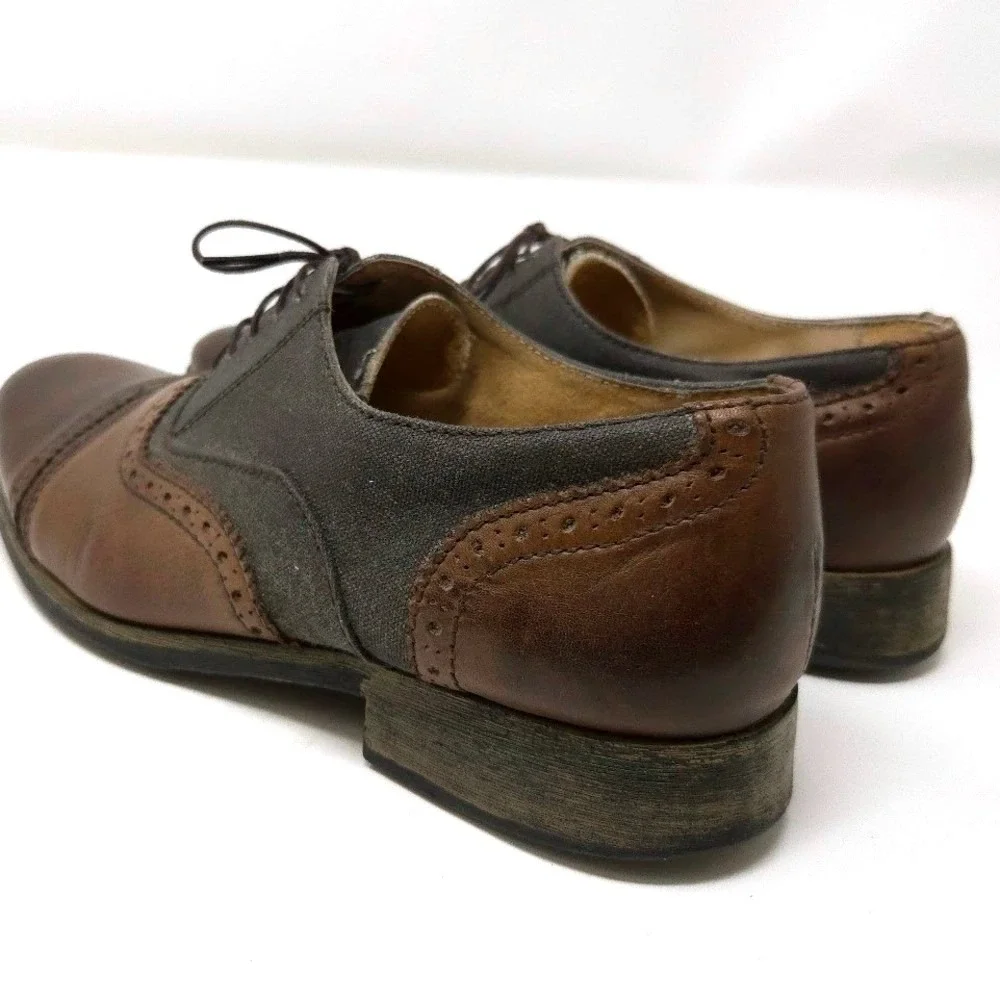 Steve Madden Cabal Leather Oxford Shoes Men's 11D Brown Handcrafted - Picture 8 of 11